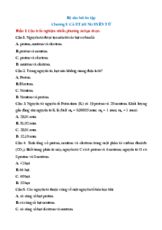 Bài tập ôn tập + Đề kiểm tra Hóa học 10 Kết nối tri thức theo chương
