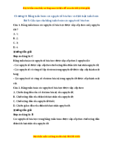 Trắc nghiệm Cấu tạo của bảng tuần hoàn các nguyên tố hóa học Hóa 10 Kết nối tri thức