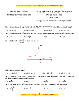 Đề thi thử Toán trường Yên Dũng năm 2021