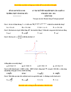 Đề thi thử Toán trường Yên Dũng năm 2021
