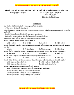 Đề thi thử Sinh Học trường Trần Phú lần 1 năm 2021