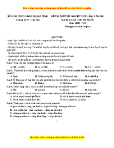 Đề thi thử Sinh Học trường Trần Phú lần 1 năm 2021