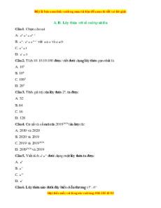 Trắc nghiệm Lũy thừa với số mũ tự nhiên Toán 6 Chân trời sáng tạo