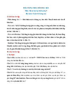 Đề cương ôn tập Cuối kì 1 Khoa học tự nhiên 9 Chân trời sáng tạo