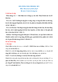 Đề cương ôn tập Cuối kì 1 Khoa học tự nhiên 9 Chân trời sáng tạo