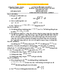 Đề thi vào 10 môn Toán tỉnh Hòa Bình năm 2022