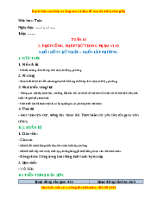 Giáo án Khối hộp chữ nhật - Khối lập phương Toán lớp 1 Cánh diều