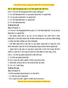 Trắc nghiệm Bài 12: Hệ thống pháp luật và văn bản pháp luật Việt Nam