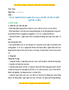 Giáo án Phép trừ (có nhớ) số có hai chữ số cho số có một chữ số Toán lớp 2 Kết nối tri thức