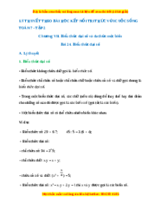 Lý thuyết Bài 24: Biểu thức đại số
