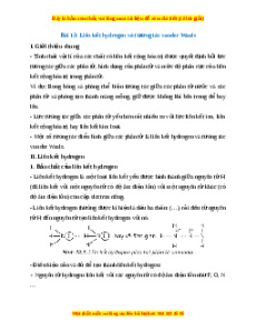 Lý thuyết Liên kết hydrogen và tương tác van der Waals Hóa học 10 Kết nối tri thức