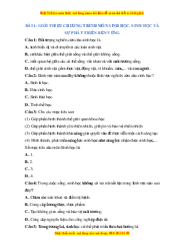 Bộ trắc nghiệm Sinh học 10 Cánh diều (có đáp án)