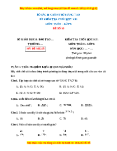Đề thi cuối kì 1 Toán 6 Chân trời sáng tạo (Đề 10)