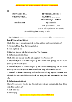 Đề thi giữa kì 1 Tin học 8 Cánh diều (đề 1)