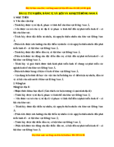 Giáo án Bài 12 Địa lí 11 Chân trời sáng tạo (2024): Tự nhiên, dân cư, xã hội và kinh tế Đông Nam Á