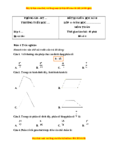 Đề thi giữa kì 2 Toán lớp 4 Cánh diều - Đề 4 có đáp án