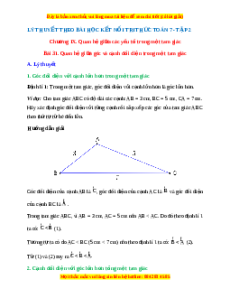 Lý thuyết Bài 31: Quan hệ giữa góc và cạnh đối diện trong một tam giác