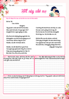 Phiếu bài tập Thơ tự do Ngữ văn 7