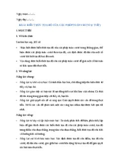 Giáo án Biểu thức toạ độ của các phép toán vectơ Toán 12 Chân trời sáng tạo