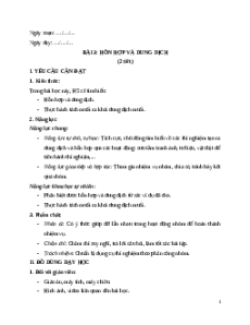 Giáo án Bài 3 Khoa học lớp 5 Kết nối tri thức: Hỗn hợp và dung dịch