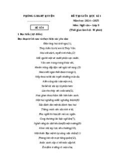 Đề thi giữa kì 1 Ngữ văn 9 Cánh diều 2024 (Đề 8)