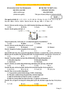 Đề thi thử tốt nghiệp Hóa học trường THPT Chuyên Lam Sơn - Thanh Hóa lần 1 năm 2024