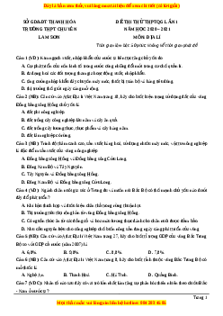 Đề thi thử Địa Lí trường Chuyên Lam Sơn lần 1 năm 2021