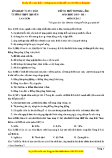 Đề thi thử Địa Lí trường Chuyên Lam Sơn lần 1 năm 2021