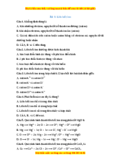 Trắc nghiệm Liên kết ion Hóa học 10 Chân trời sáng tạo