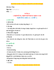 Giáo án Phép cộng dạng 14 + 3 Toán lớp 1 Cánh diều