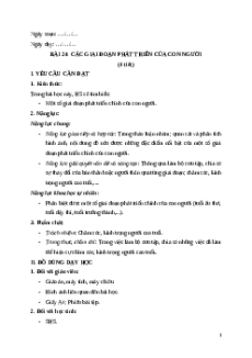 Giáo án Bài 24: Các giai đoạn phát triển của con người Khoa học lớp 5 Chân trời sáng tạo