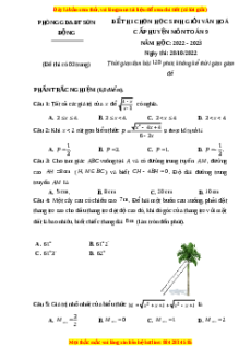 Đề thi HSG Toán 9 cấp huyện - Sơn Động - Bắc Giang năm học 2022 - 2023 có đáp án