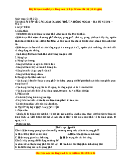 Giáo án Vật lí 12 Bài tập về các loại quang phổ, tia hồng ngoại - tia tử ngoại và tia X