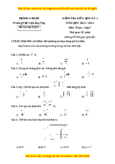 Đề thi giữa kì 1 Toán 7 Chân trời sáng tạo Trường THCS Hà Huy Tập – Bà Rịa Vũng Tàu