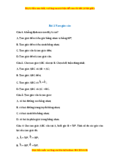 Trắc nghiệm Tam giác cân Toán 7 Chân trời sáng tạo