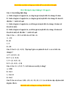 Trắc nghiệm Bài tập cuối chương 2 Toán 6 Chân trời sáng tạo