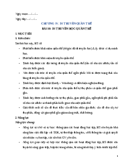 Giáo án Bài 18 Sinh học 12 Kết nối tri thức: Di truyền quần thể