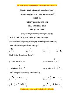 Đề thi giữa kì 1 Toán 7  Kết nối tri thức có đáp án (Đề 2)