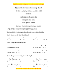 Đề thi giữa kì 1 Toán 7  Kết nối tri thức có đáp án (Đề 2)