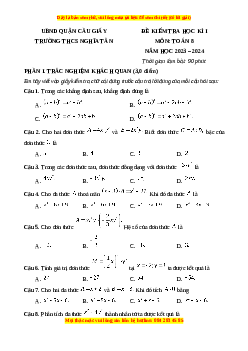Đề thi cuối kì 1 Toán 8 Kết nối tri thức Trường THCS Nghĩa Tân-Quận Cầu Giấy-Hà Nội