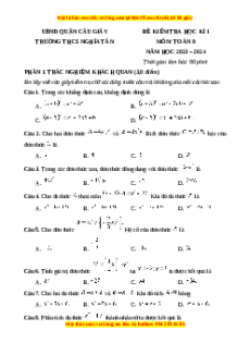 Đề thi cuối kì 1 Toán 8 Kết nối tri thức Trường THCS Nghĩa Tân-Quận Cầu Giấy-Hà Nội