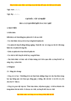 Giáo án Sự chuyển thể của các chất Vật Lí 12 Cánh diều