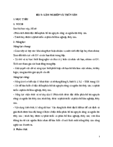 Giáo án Bài 5: Lâm nghiệp và thuỷ sản Địa lí 9 Kết nối tri thức