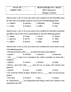 Bộ 5 đề thi Cuối kì 2 Tiếng Anh 12 Global success có đáp án