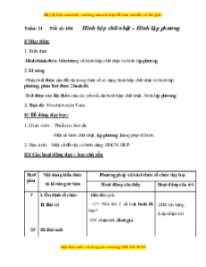 Giáo án Bài 104 Toán lớp 5: Hình hộp chữ nhật. Hình lập phương