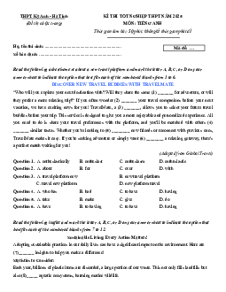 Đề thi thử tốt nghiệp THPT 2025 Tiếng Anh (từ Trường/Sở)