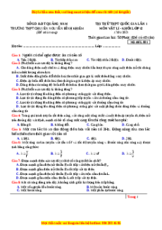 Đề thi thử Vật Lí trường Chuyên Nguyễn Bỉnh Khiêm năm 2021