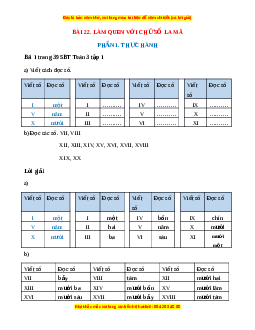 VBT Toán lớp 3 Bài 22 (Chân trời sáng tạo): Làm quen với chữ số La Mã