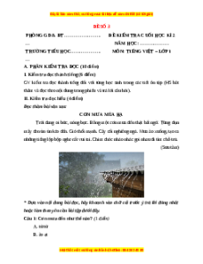 Đề thi Tiếng Việt lớp 1 Học kì 2 Kết nối tri thức (Đề 3)