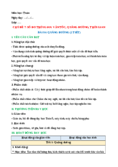 Giáo án Quãng đường Toán lớp 5 Chân trời sáng tạo